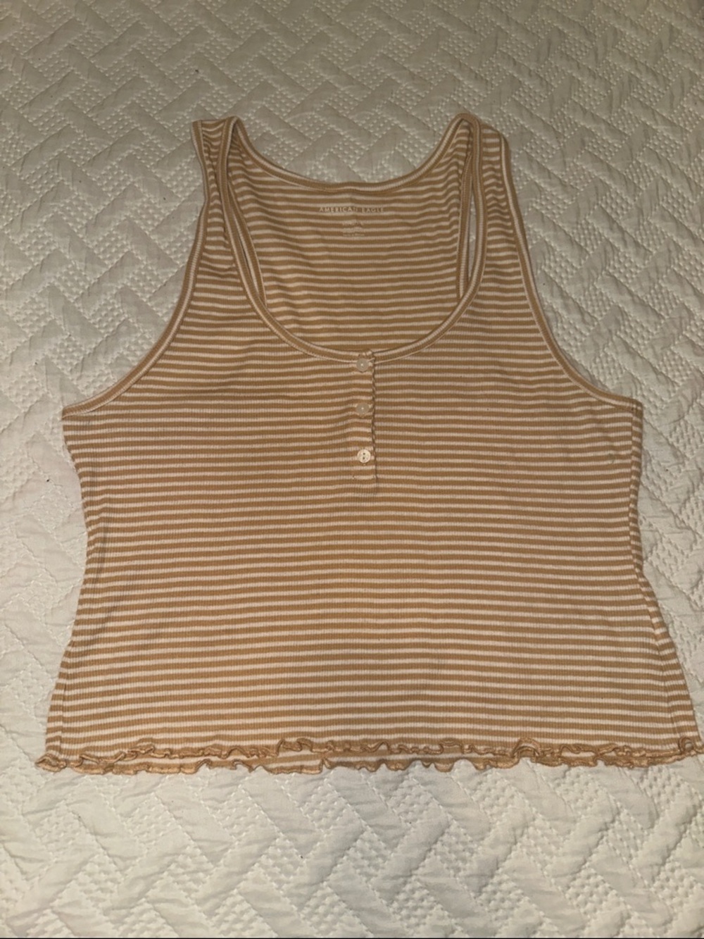 AE Striped Tank Top in Yellow and White - Women's Casual Racerback